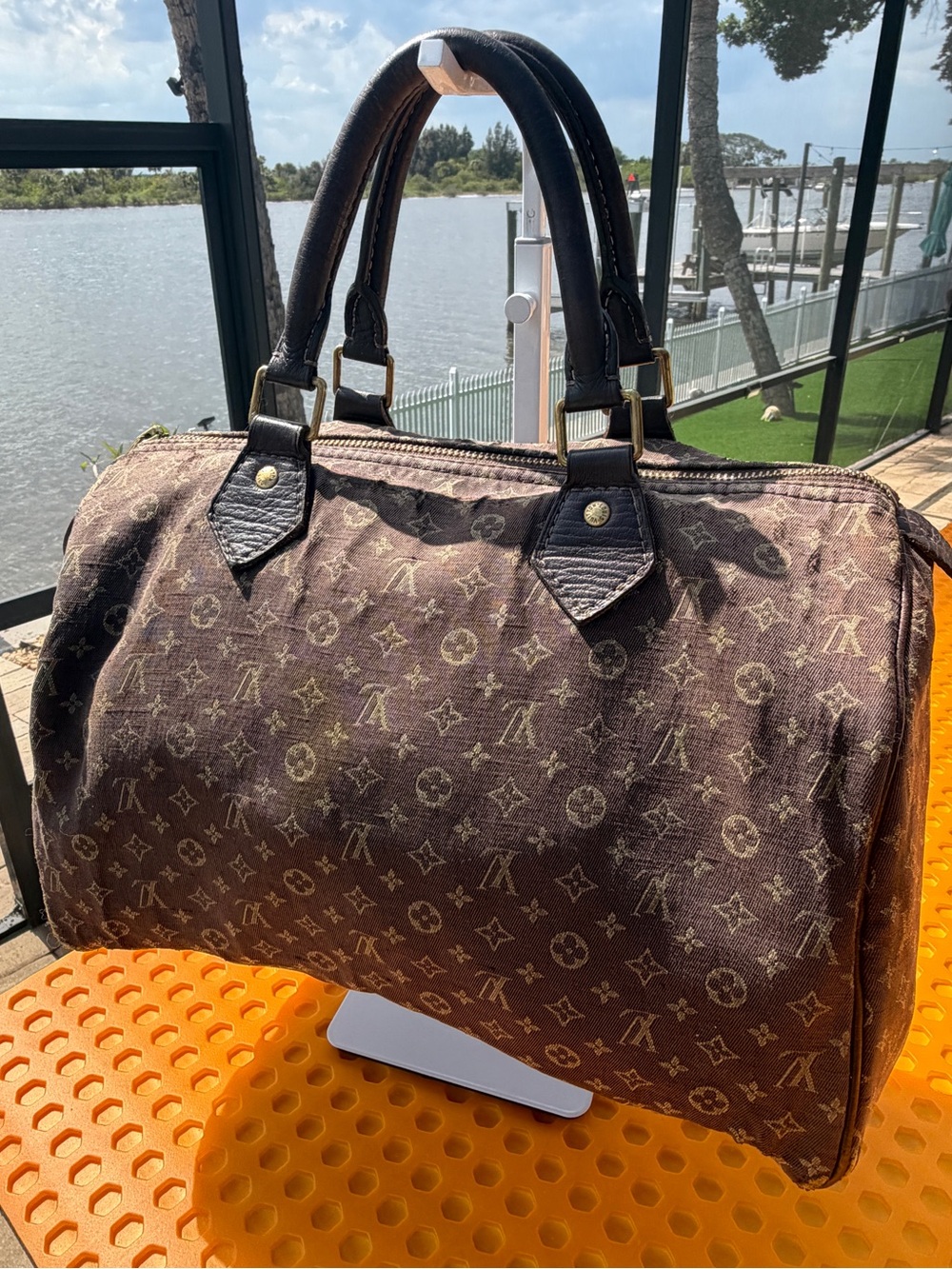 Louis Vuitton Vintage 2008 Monogram Mini Lin Speedy 30 Brown Ebene Trim Satchel - Picture 3 of 17